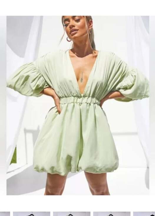 Unknown Dresses & Skirts - Pretty Little Thing Plus Size Pistachio Puff Sleeve Puffball Hem Shift Dress 3XL